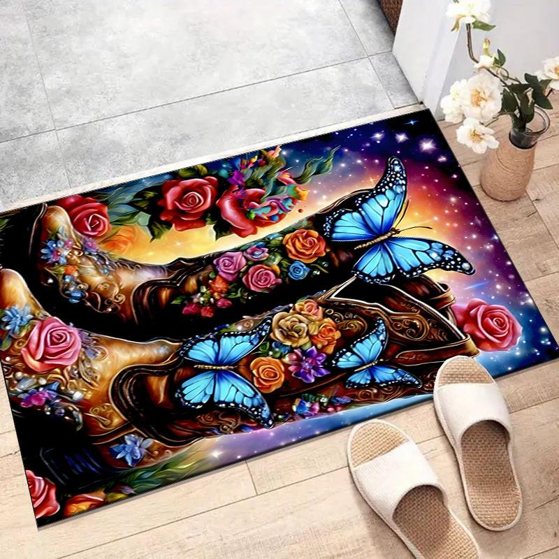 

Crystal Velvet Cowboy Boots Printed Area Rug for Bedroom, Living Room, And Home Office Decoration, Stylish Mat for Bedside A19 60cm x 90cm