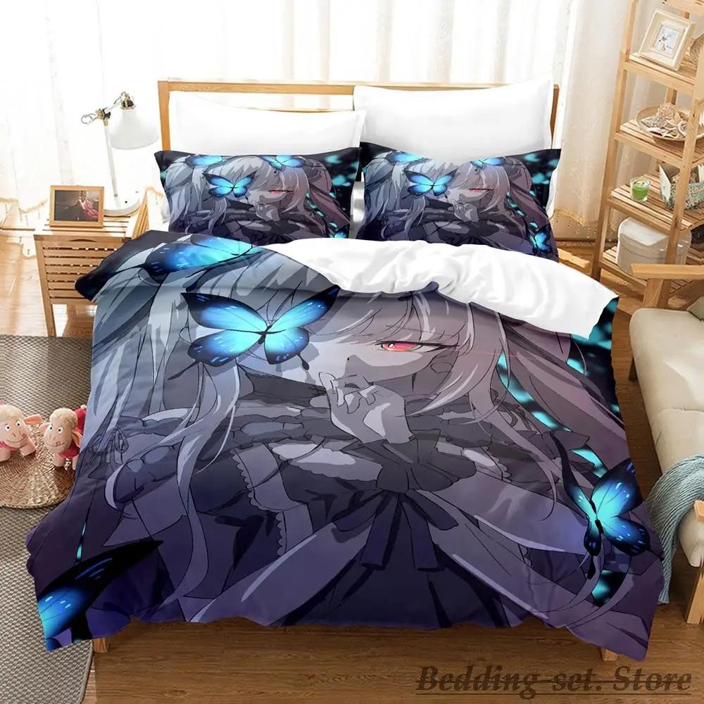 Vtuber Hololive Uruha Rushia Bedding Set Cartoon Anime Three-piece Set Adult Kid Bedroom Duvetcover Sets 3D Cute Bikini Girls
