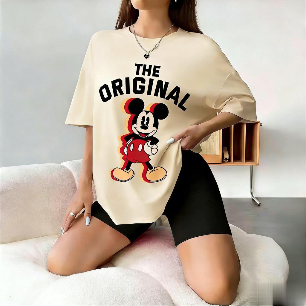 Maglietta Vintage Originale Disney Donna Uomo Oversize Cotone Streetwear Top Estate 2026 Casual T-shirt Stampa Grafica Micky Larga Y2k