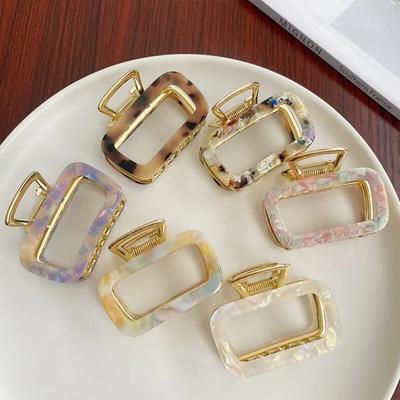 Beautiful Acetate Hair Claw Clips Colorful Acetate Gold Color Zinc Alloy Headwear Woman Fashion Hair Accessories