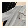 Women's White Striped Oversized Long Sleeve Shirt Casual Loose-Fit Blouse