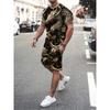 Simple Marble 3D Print Summer Casual Men's Crewneck Top And Shorts Urban Street Fashion Men's Suit Everyday Casual Comfort