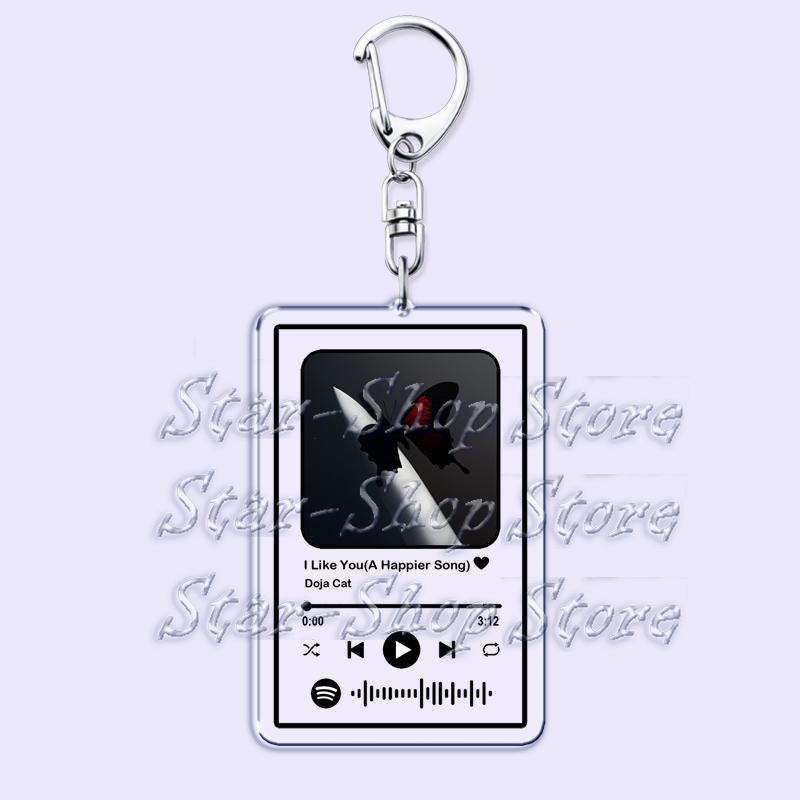 Hot Female Singer Music Keychains for Women Accessories Bag Kiss Me More Woman Songs Playlist Code Keying Jewelry Fans Gifts