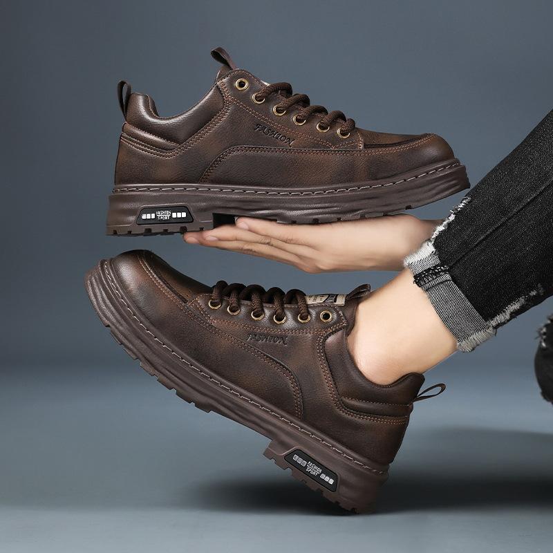 Men's Shoes New Autumn Board Shoes Men's Casual Leather Shoes Trendy Versatile Sports Shoes Non-slip and Wear-resistant Work Shoes