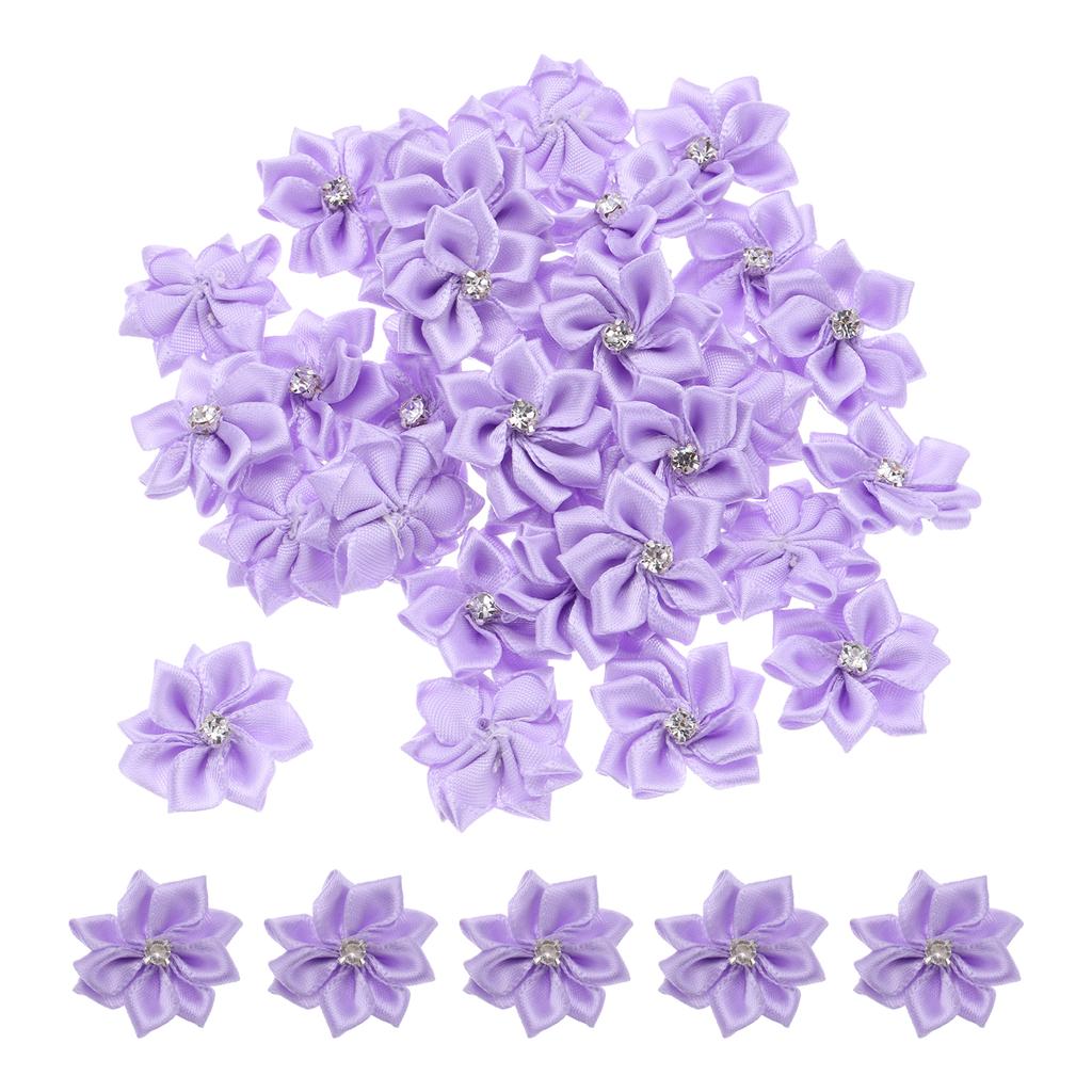 50/150 Pcs Small Ribbon Flowers Satin Ribbon Flowers Mini Fabric Flowers for Crafts DIY Wedding Ornament Appliques 1.2 Inch