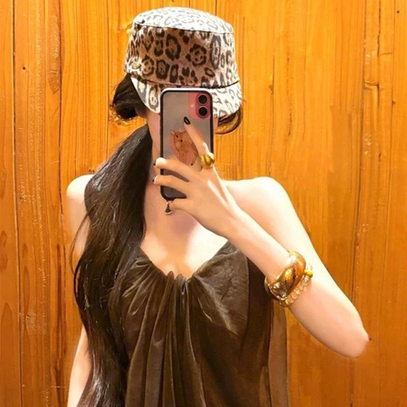 Winter Autumn Soft Stretchable Leopard Pattern Beret Cap Breathable Faux Suedes Unisex Fashion Headwear