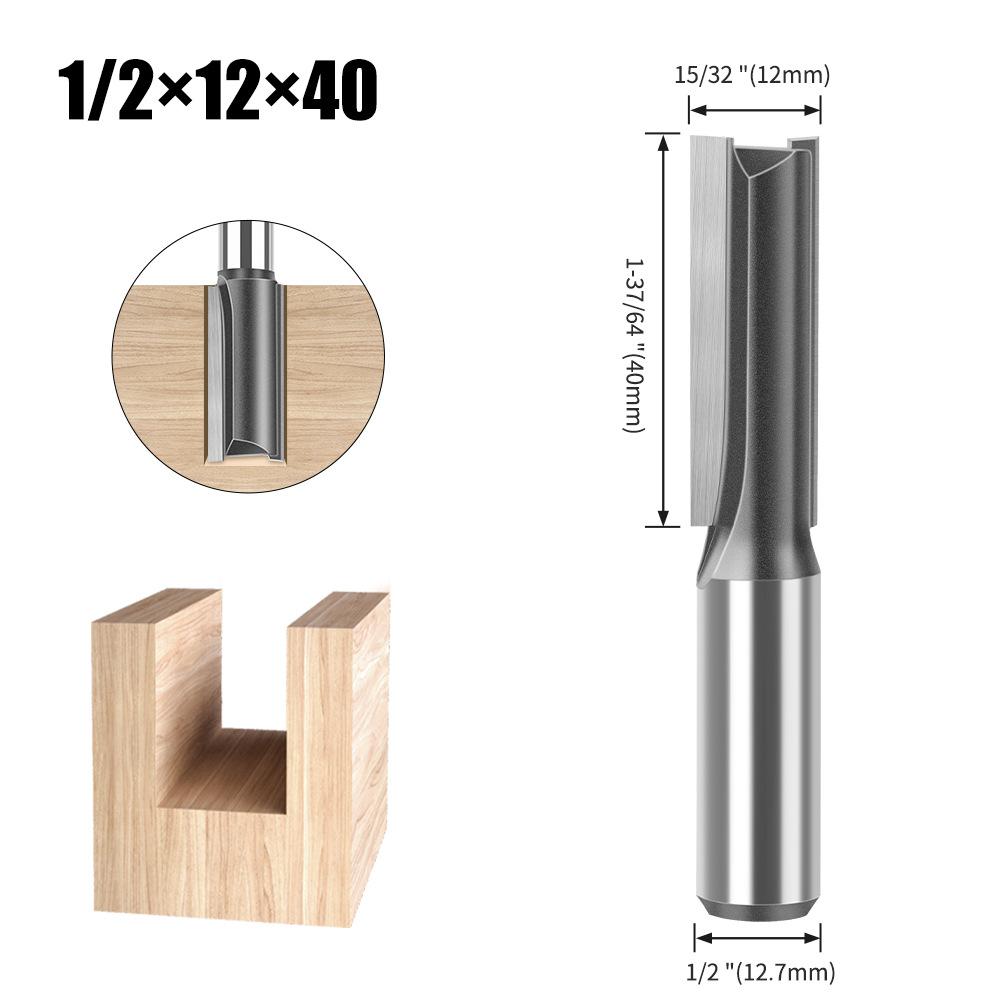 Woodworking Milling Cutter 1/2 Handle Extended Straight Blade Length 40Mm Slotted Straight Cutter Notch Cutter Slotted Milling Cutter Tools