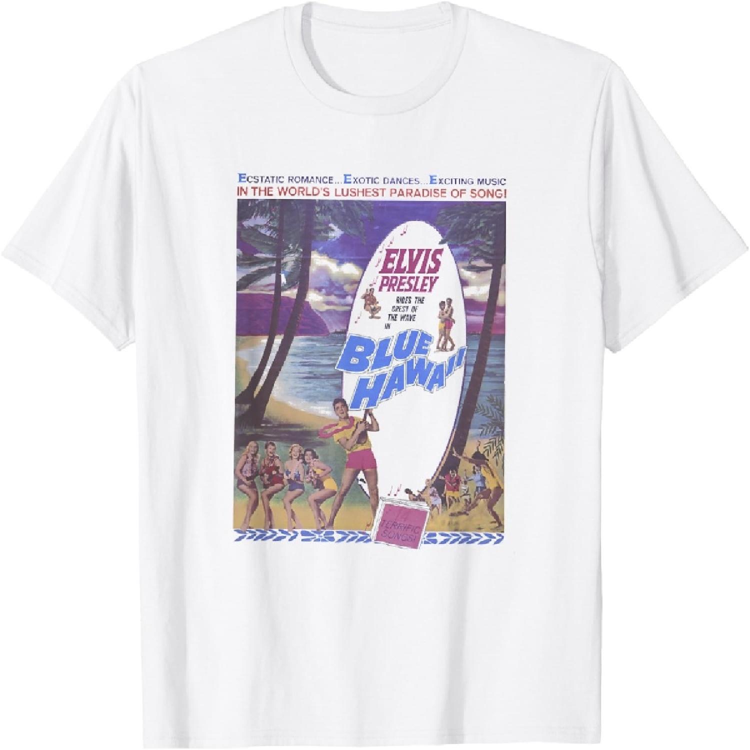 Футболка Элвис Пресли Голубой Гавайи S белый