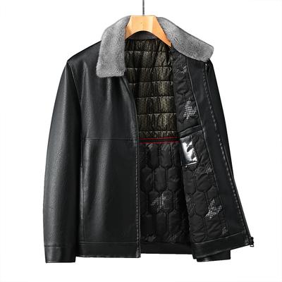 Winter Faux Leather Motorcycle Jackets for Men Warm Quilted Bomber Jacket Vintage Coats Outwear Men's Casual PU Leather Work Outwear Jacket