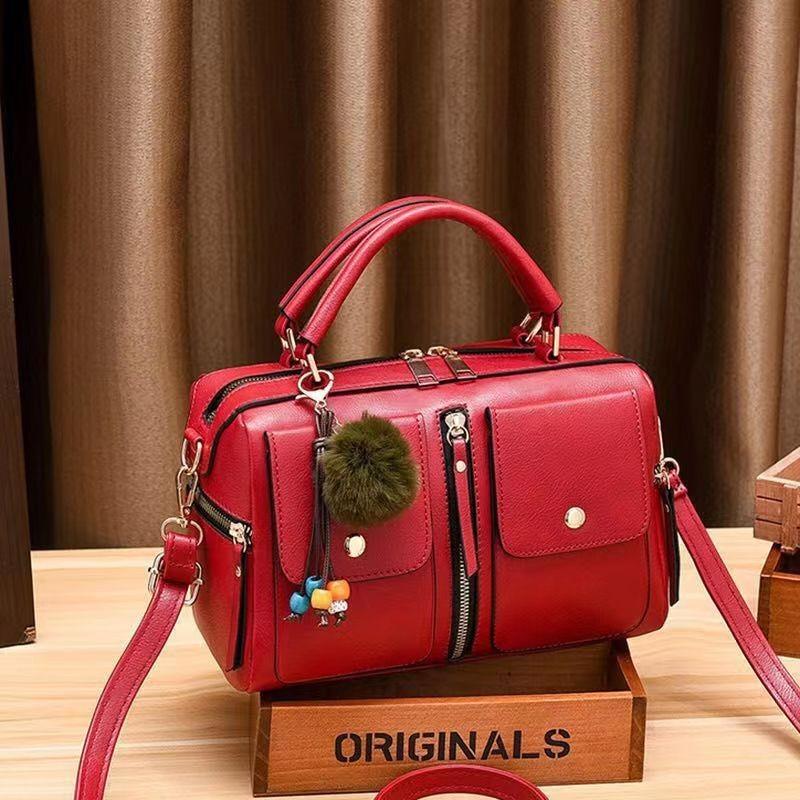 Stylish And Elegant Pu Leather Boston Bag For Women With Chain And Lock Features