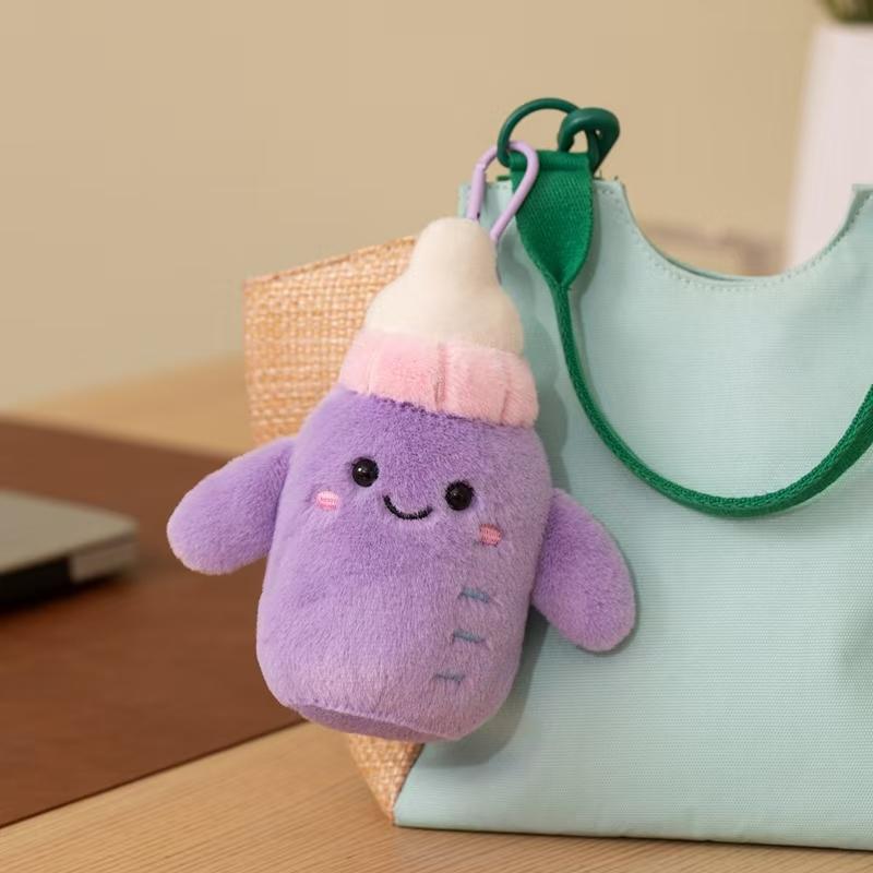 Cute Milk Bottle Plush Toy Super Soft Kawaii Milk Bottle Pillow Nap Cushion Sleeping Companion Doll Mini Bottle Keychain Gift