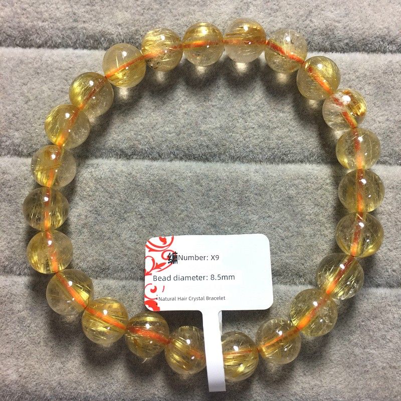 

Smooth Hair Cat Eye Rutile Bracelet Gold Rutilated Quartz Single Circle Bracelet Bring In Wealth and Treasure Gold Crystal Jewelry Gift One Thing One