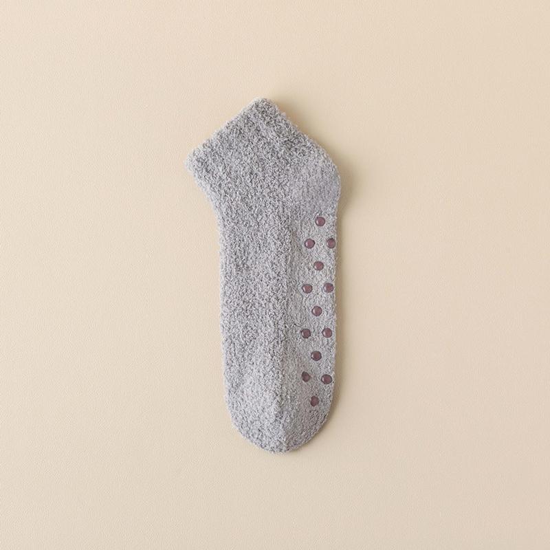 

Женские морозостойкие низкие носки-лодочки, нескользящие носки из кораллового флиса, силиконовые нескользящие напольные чулочно-носочные изделия серый