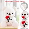 LIHIQIYA White Teddy Bear 25cm, Teddy Bear Holding Rose Plush Toy, Valentine's Day/Easter Gift for Girlfriend Wife