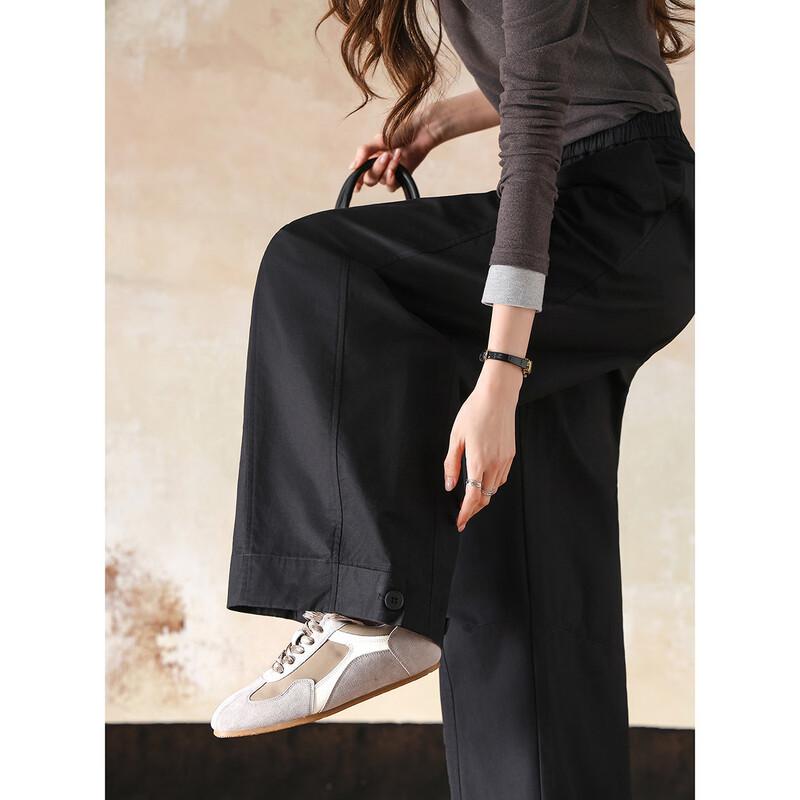 Demana Women's Brushed Cotton High-Waist Curved Casual Pants