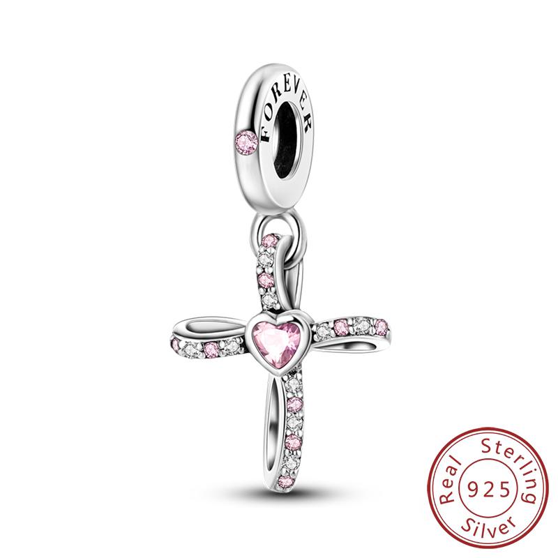 100% Copper Metal Charm Bead Components Bead Components Bible Zircon Cross Jesus Both Hands Pray Compatible With Authentic Original Bracelets High