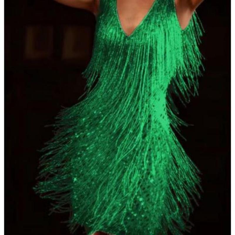 Sexy V-Neck Backless Bodycon Dress for Women 2024 Summer Fringe Tassel Club Party Prom Mini Dress Elegant Flapper Dress Vestidos