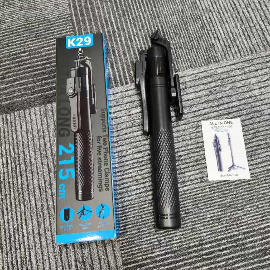 K29 Smartphone Selfie Stick & Tripod with Bluetooth Stabilizer (2.15m) for Live Streaming