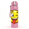 1PC Tongue Out Funny Yellow Emoji Print 750ml Color Plastic Sports Water Bottle Leakproof Flip Straw Lid Suitable for Sports Office Home Use
