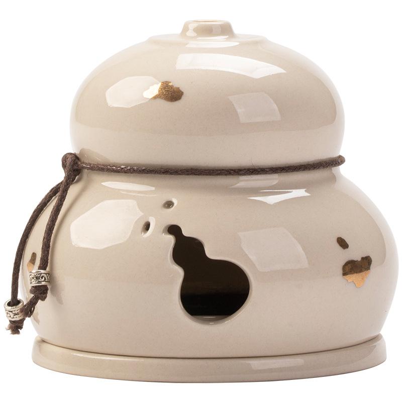 Ceramic Gourd Coil Incense Burner Zen Antique Style for Home Tea Ceremony Meditation Aromatherapy Decor Gift
