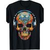 Skull Art Geometric Fantasy Graphic Skull T-Shirt - Unisex for Adults, Black, Size S