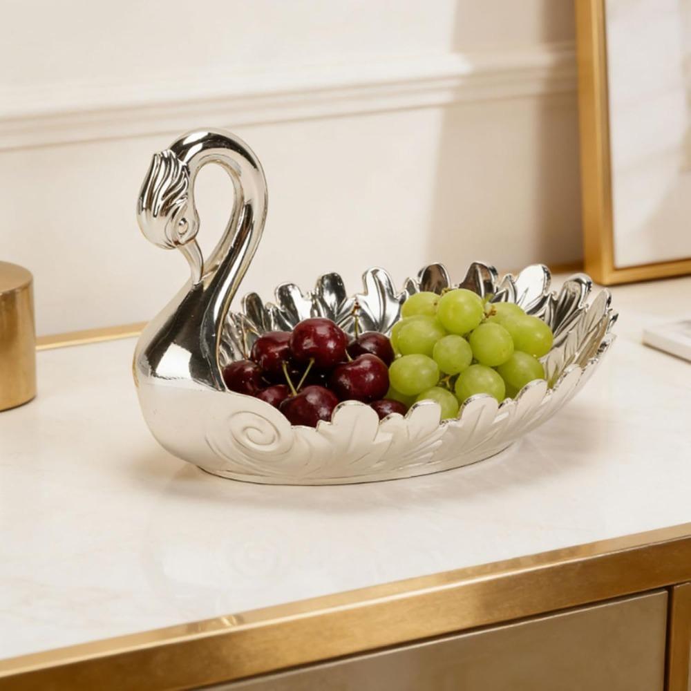 Zinc Alloy Fruits Serving Bowl Oval Cookie Storage Dish Antique Candy Serving Tray Hotel Bar