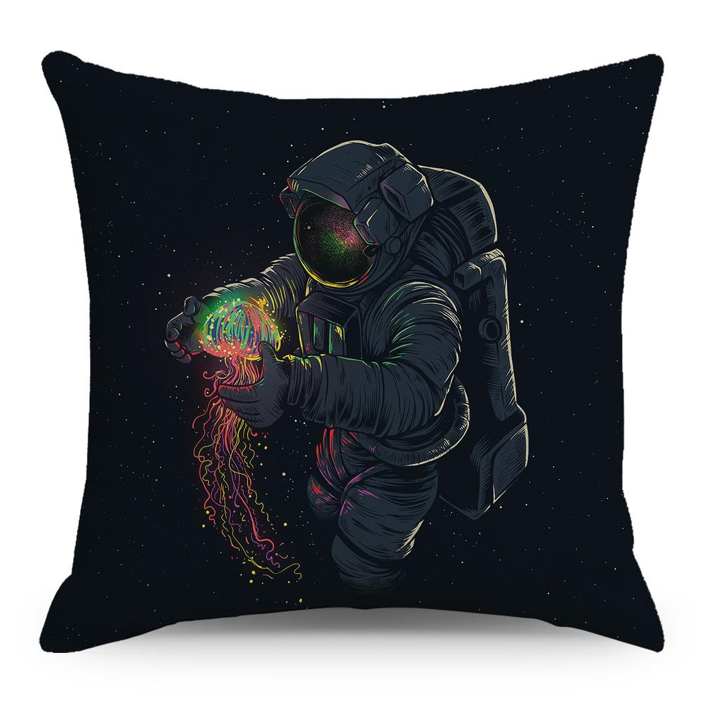 Wish Pillowcase Astronaut Planet Linen Pillow Cushion Cover