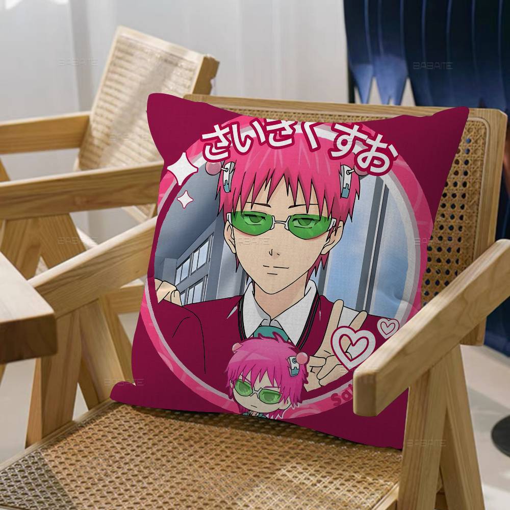 Comedy Anime Saiki Kusuo Pillow Gift Home Office Decoration Bedroom Sofa Car Cushion Cover Case X