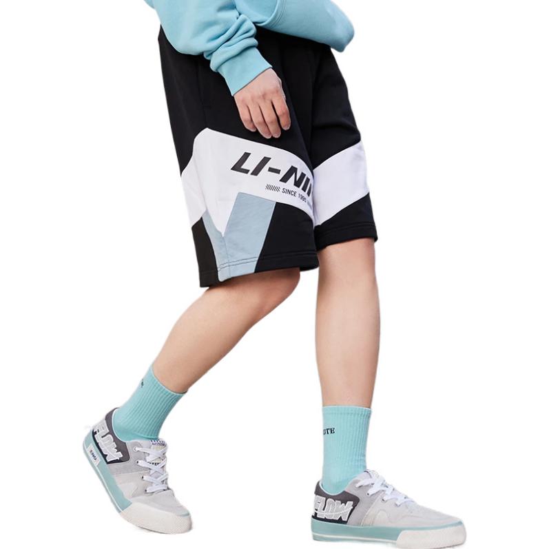 Li-Ning Sports Fashion Series Colorblock Casual Sports Shorts Men Bottoms Black AKSR569-5