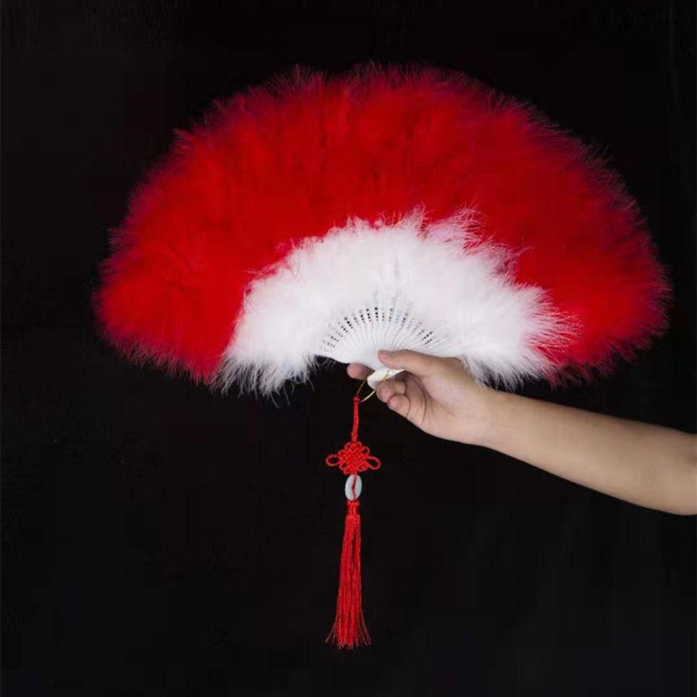 Fluffy Wedding Folding Fan Colorful Handheld Feather Fan Art Fans Cosplay Props Fan  Cheongsam Show