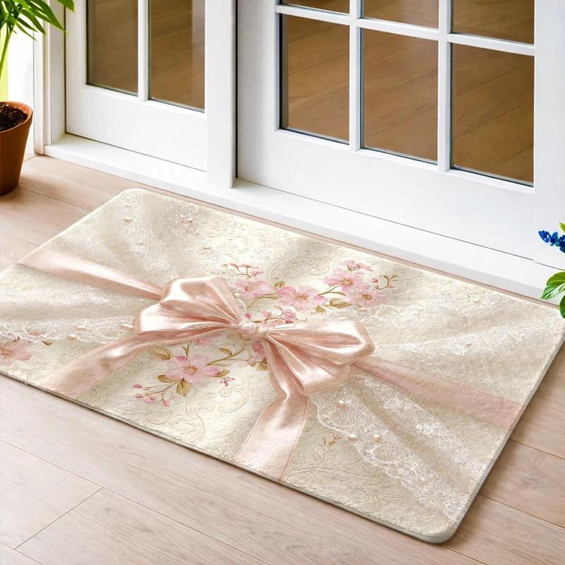 1pc Jungle Safari Animal Soft Anti-Slip Floor Mat – Giraffe, Elephant & Lion Design with Tropical Leaves, Durable Polyester Fl