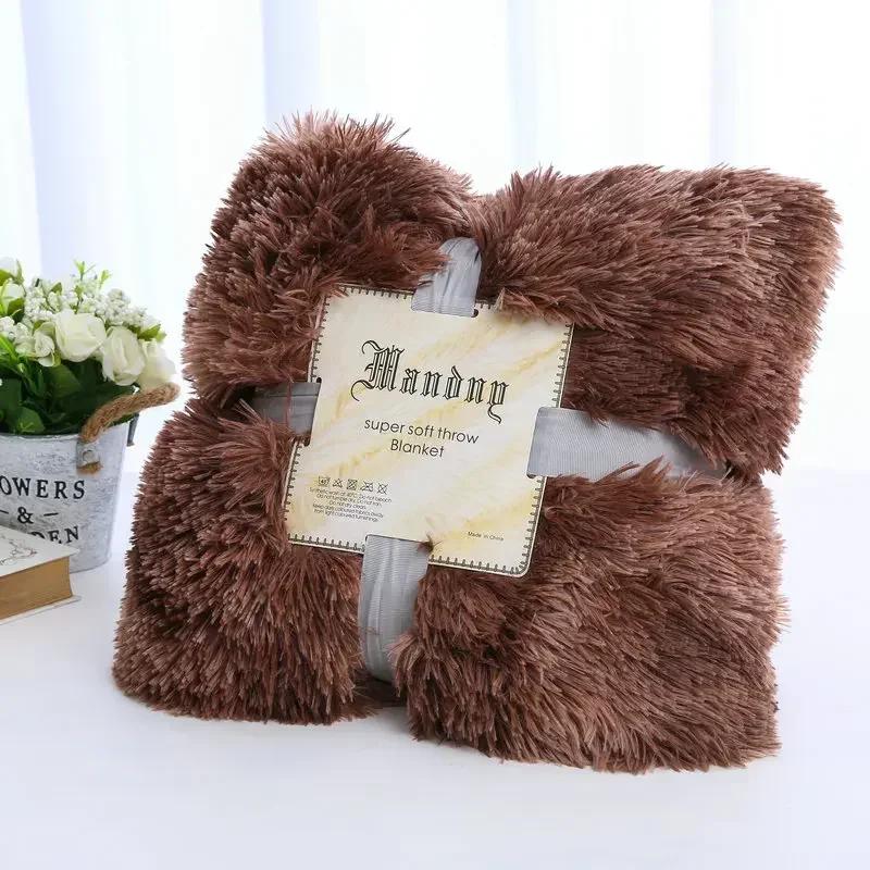 Double Layer Plush Warm Winter Throw Blanket Home Bedspread on The Bed Plaid Chair Towel Sofa Cover Lamb Bed Blankets and Throws