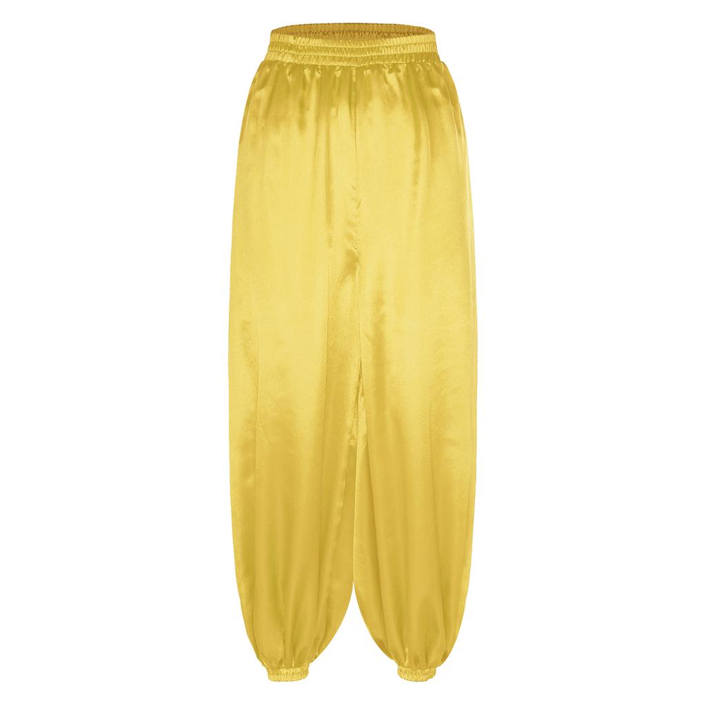 Women Belly Dance Pants Loose Fit Elastic Waistband Satin Bloomers Stage Performance Trousers