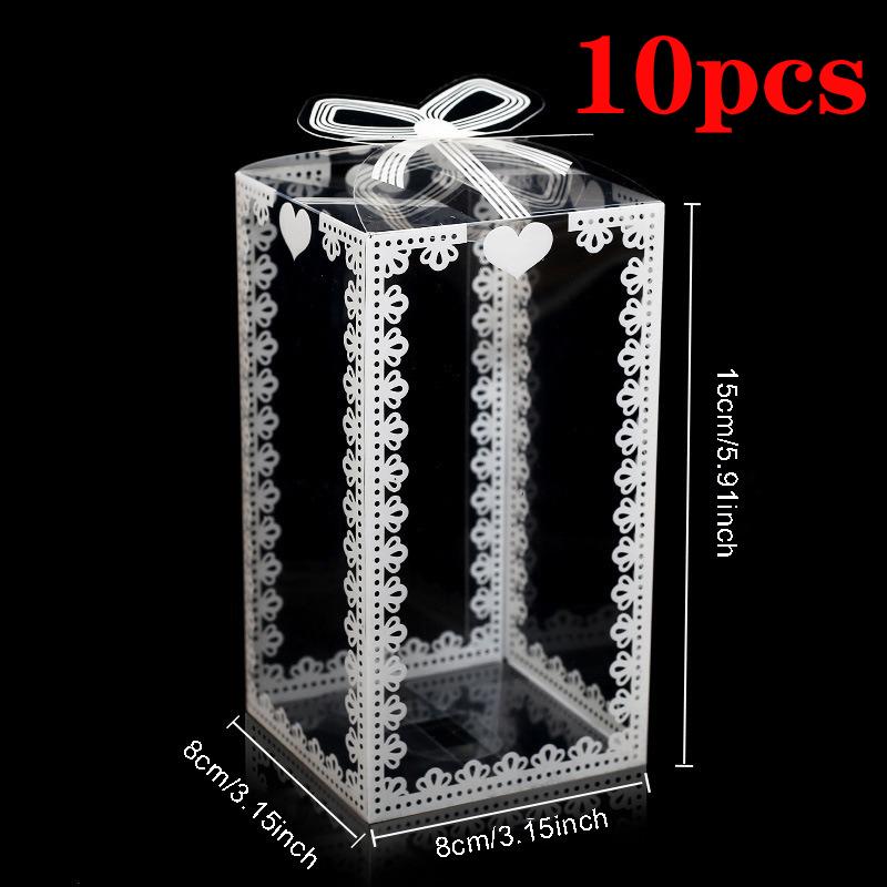 10/20pcs Transparent Gift Box PVC Plastic Clear Packaging Box for Wedding Baby Shower Party Favor Present Chocolate Candy Cake B