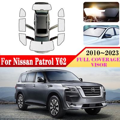 Car Anti-UV Window Covers For Nissan Patrol Y62 Accessories Armada Infiniti QX56 QX80 Royale 2010~ Windshield Sunshades
