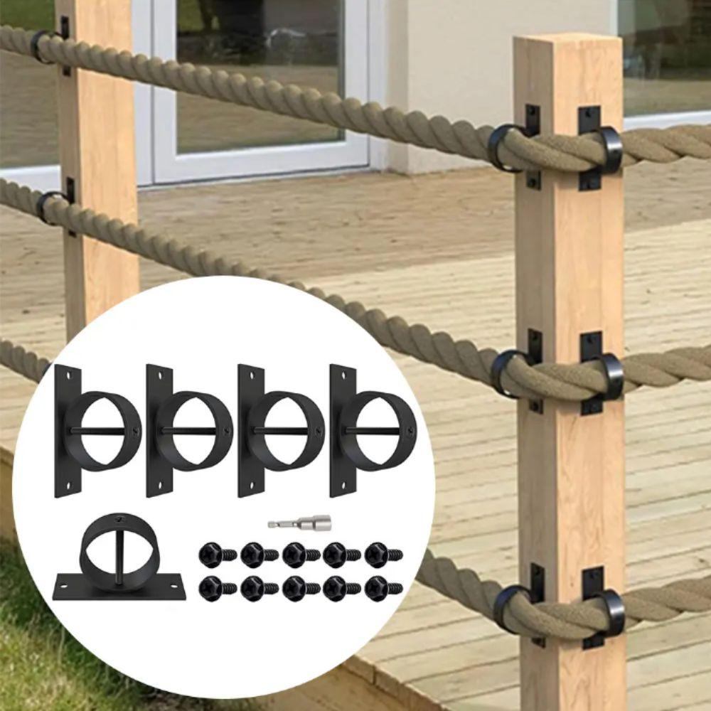 Schwarze Ausführung Edelstahl Seilhalter Rostschutzbeschichtung Dekorative Seilgeländer Außenbereich
