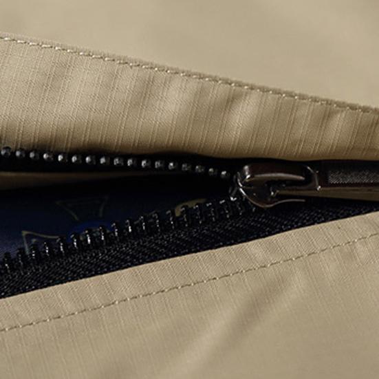 Solid Color Men Coat Stand Collar Top Two Pockets Zipper Closure Casual Jacket for Autumn