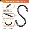 3 Inch Vinyl Coated S Hooks, 12 Pack S Hooks for Hanging Plants Heavy Duty, Small Non Slip Black Rubber Coated Metal Closet Rod Hooks for Hanging