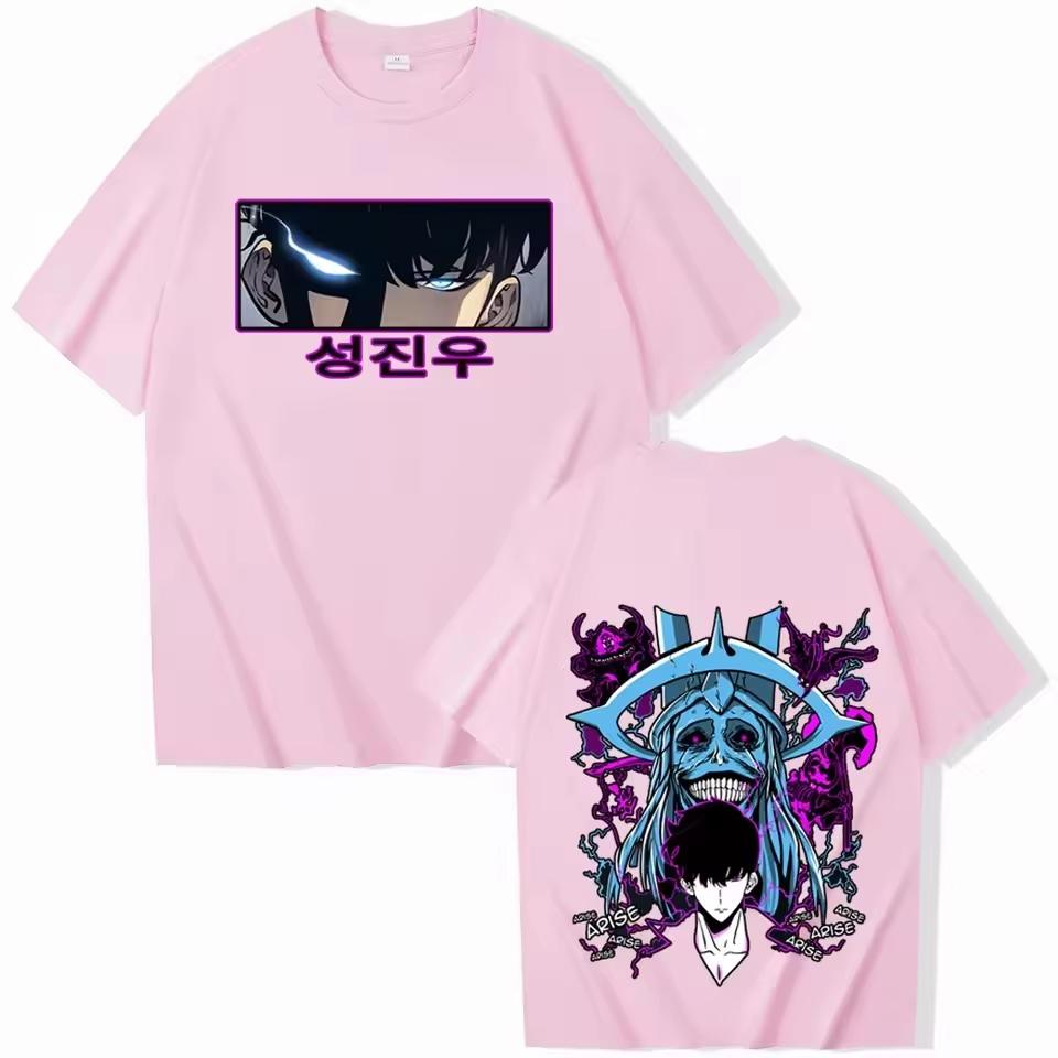 Anime Solo Leveling Sung Jinwoo T-Shirts Men Unisex Harajuku O-Neck Short Sleeve Shirts High Quality T Shirt Male Graphic Shirts