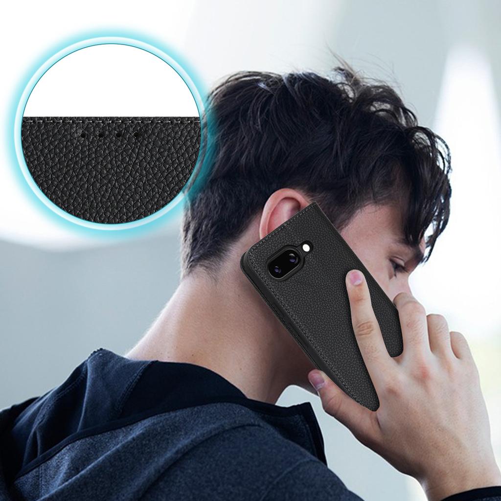 For Google Pixel 9a Case Stand Wallet Litchi Texture Leather Flip Phone Cover with Strap