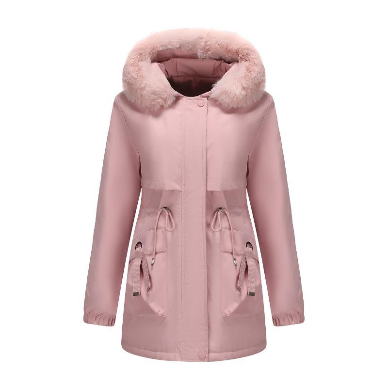 

Пирог Преодолевает Женскую Среднюю и Длинную Хлопковую Одежду Зимнюю Новую Свободного Большого Размера Большого Размера Шерстяную Куртку Утепленную Куртку XXXL розовый