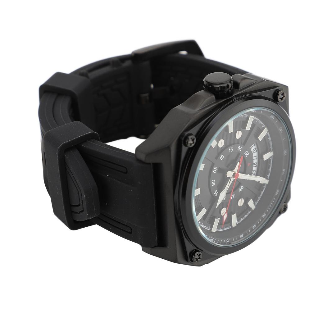 Men Multifunctional Quartz Watch Water Resistant Silicone Strap Stylish Wristwatch Casual Business Chronograph Watch