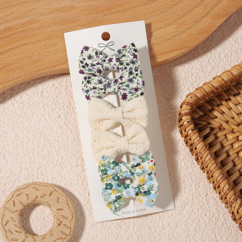 1 Set Fabric Printed Bow Hair Clips Suitable Children Girls Teenagers Party Decoration Clips Girls Baby Hair Accessories Gifts