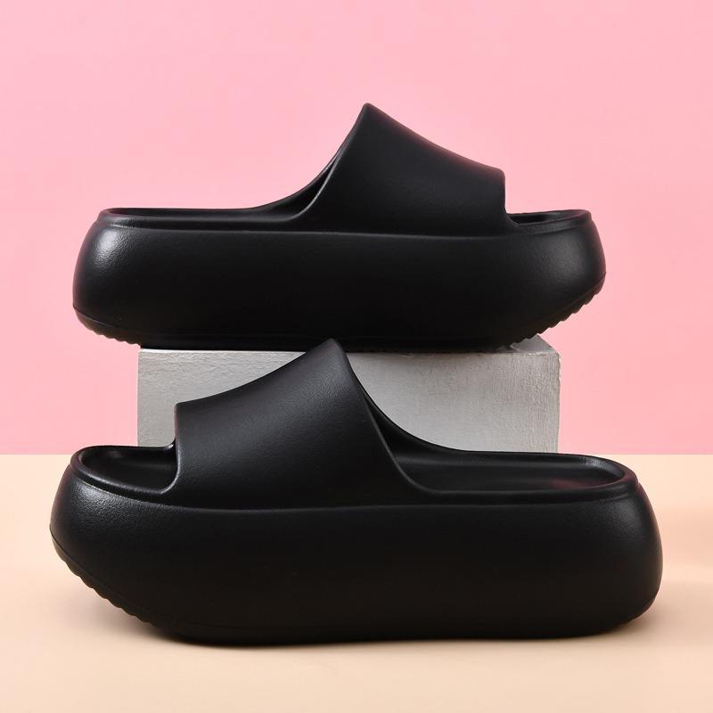 New New Height-increasing Women's Summer Platform Slippers Solid Color Outer Wear One-word Drag Seaside Beach Students