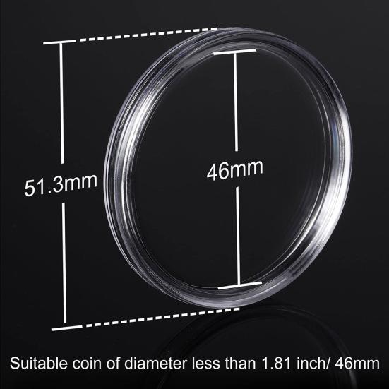 46mm Coin Protective Case Capsules Organizer Storage Box with Adjustable Pad