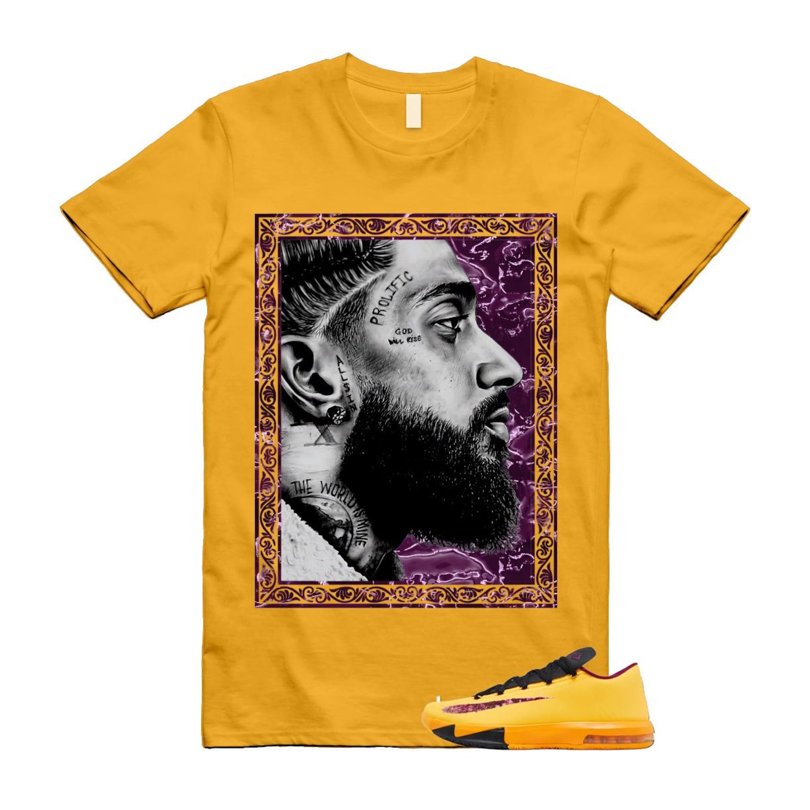 KD 6 Peanut Butter Jelly Gold Laser Orange Raspberry Red Black T Shirt Match NIP S