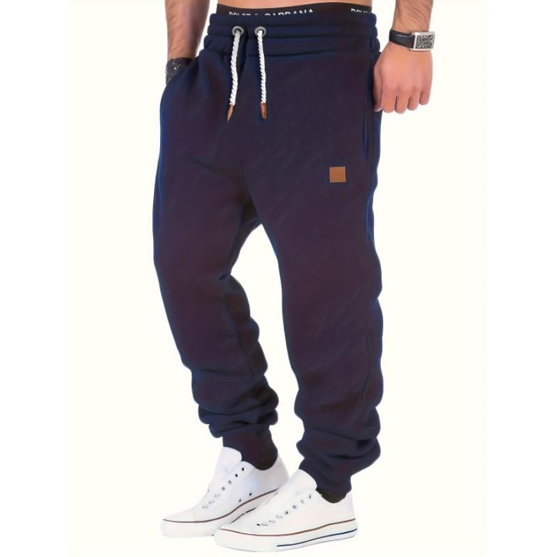 Men's Autumn Hip-Hop Loose Casual Long Pants Mid-Waist Fleece-Lined Sports Pants