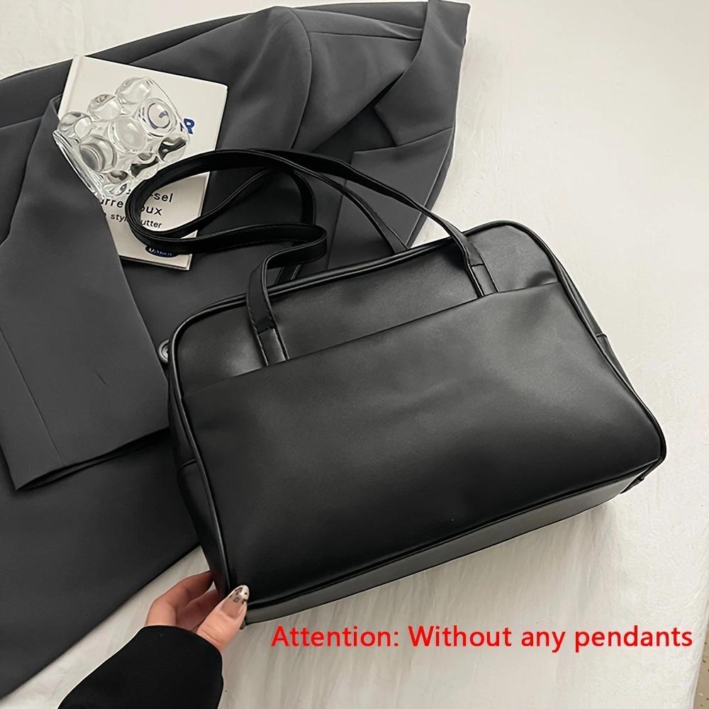 

Retro College-Style Single-Shoulder Bag, Versatile Large-Capacity Commuter Bag, Fashiable Bost Briefcase чорний