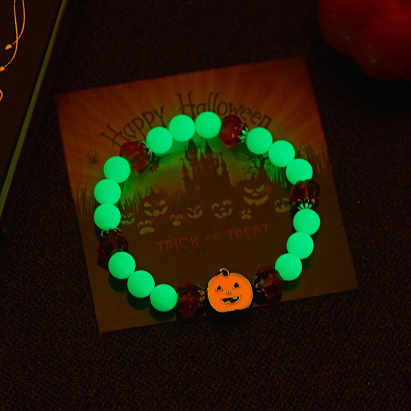 Halloween Luminous Beaded Bracelet For Women Girl Pumpkin Ghost Bracelets Jewelry Party Gifts
