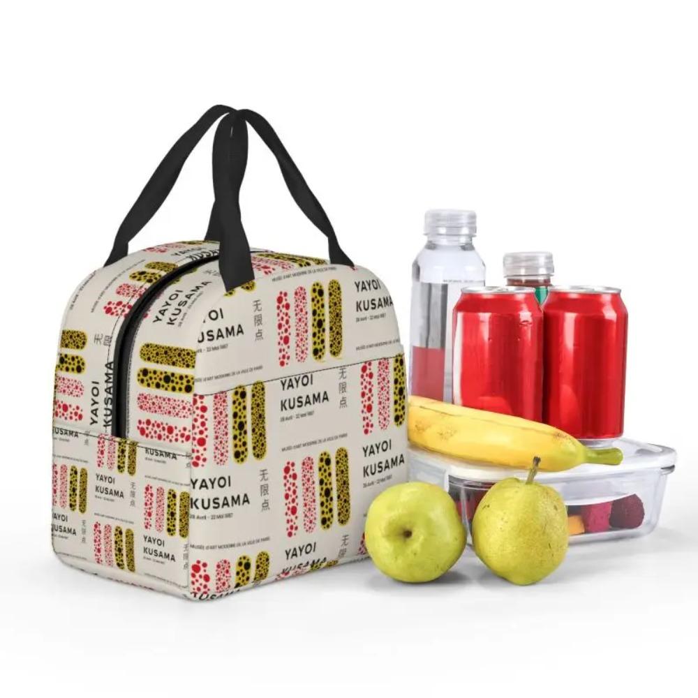 Custom Yayoi Kusama Abstract Art Insulated Lunch Bags for Women Resuable Thermal Cooler Food Lunch Box Kids School Children